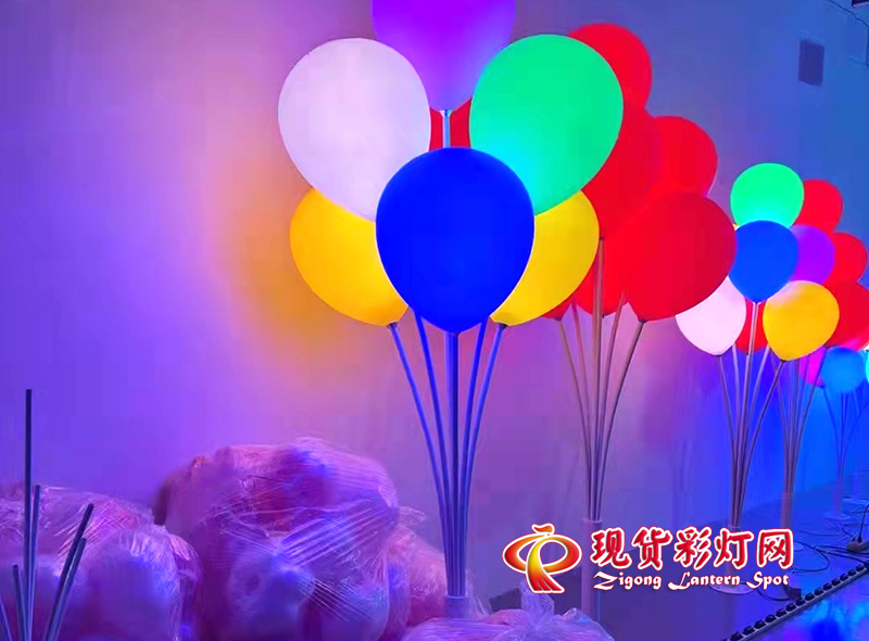 LED发光气球灯，红黄蓝粉绿氛围装饰内透光气球彩灯