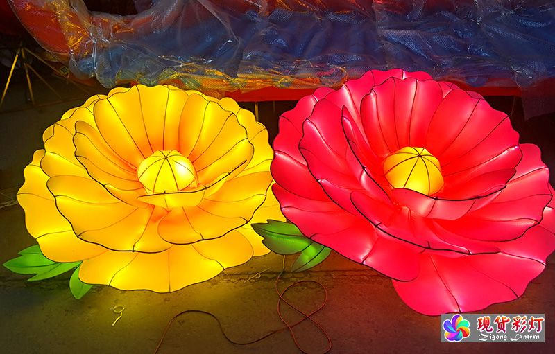 牡丹花灯，牡丹花立体彩灯