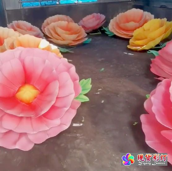 牡丹花灯，牡丹花立体彩灯